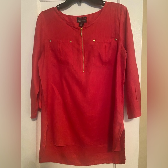 Jones New York Pink Linen Tunic Sz Medium - Picture 1 of 5